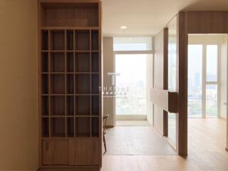 Spacious and modern living room with cityscape view