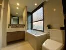 Modern bathroom with city view