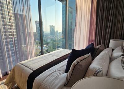 Modern bedroom with city view