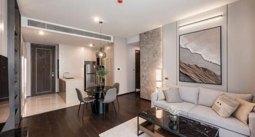 Modern living room with adjacent dining area in a contemporary apartment