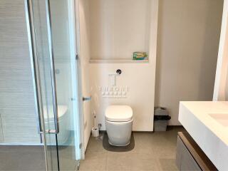 Modern bathroom with glass shower and clean design