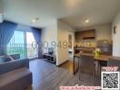 Modern living room with kitchen view in an apartment