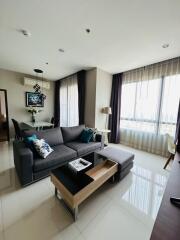 Modern and spacious living room with natural light