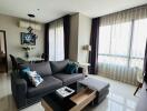 Modern and spacious living room with natural light