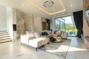 Spacious and modern living room with natural light