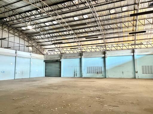 Spacious empty warehouse with roller door and ventilation