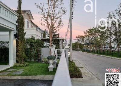 Modern suburban home exterior at twilight