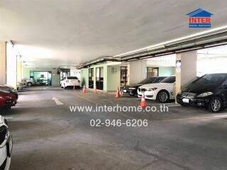 Spacious indoor parking garage in a residential building