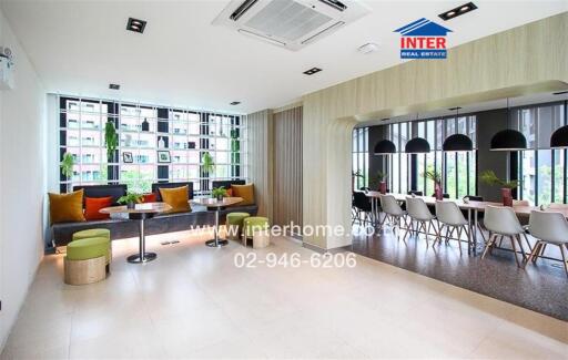 Spacious modern living room with ample sitting and dining area