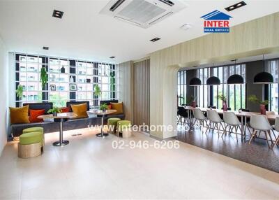 Spacious modern living room with ample sitting and dining area