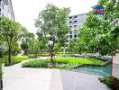 Lush green common area in modern residential complex
