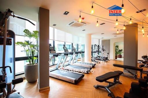 Modern residential gym with treadmills and weights area
