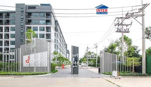 Modern residential building entrance with security gate