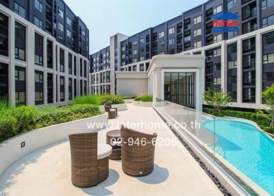 Modern residential complex with swimming pool