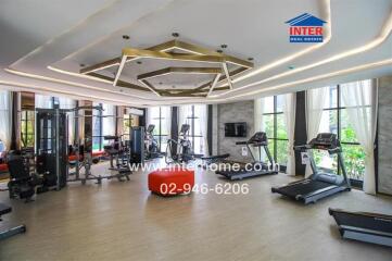 Modern home gym with advanced equipment and stylish interior