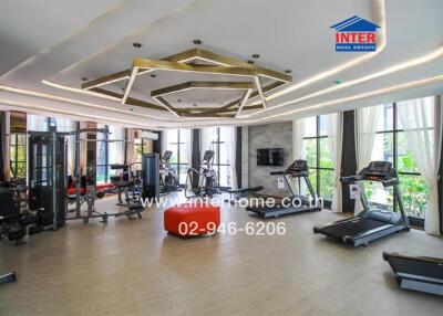 Modern home gym with advanced equipment and stylish interior