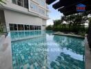 Luxurious outdoor swimming pool at a residential building