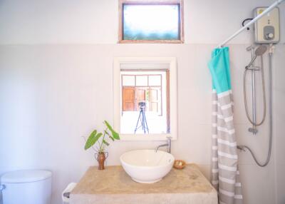 Bright and clean bathroom with modern facilities