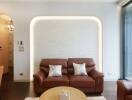 Elegant living room with modern furniture and natural lighting