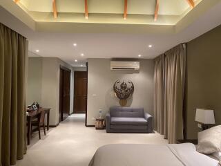 Elegant bedroom interior with modern furniture and stylish decor