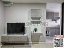 Modern living room with integrated kitchen design