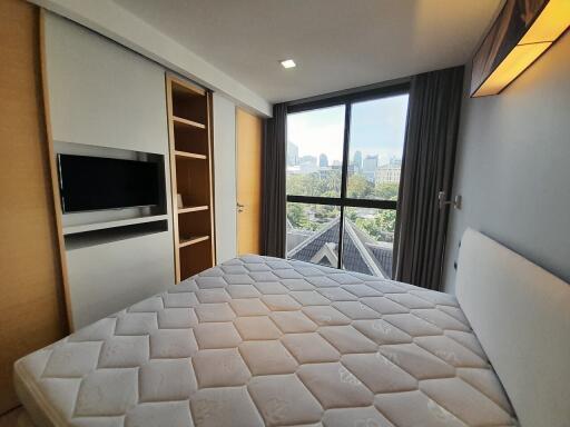 Modern bedroom with city view