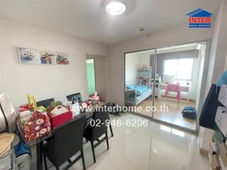 Spacious and brightly lit bedroom with mirrored wardrobe