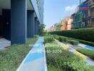Colorful walkway in residential apartment complex