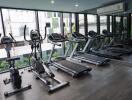 Modern residential gym with various fitness equipment