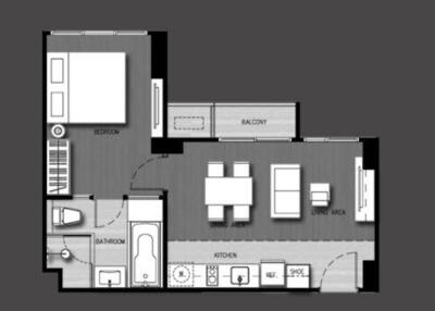 Architectural floor plan of a modern apartment