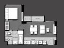 Architectural floor plan of a modern apartment