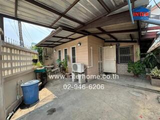 Covered outdoor patio area of a residential home