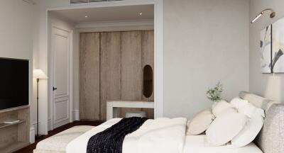 Modern and minimalist bedroom with elegant decor