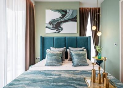 Elegant modern bedroom with artistic decorations
