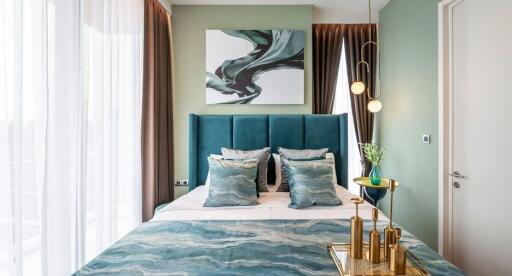 Elegant modern bedroom with artistic decorations