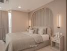 Elegant and modern bedroom interior design with neutral tones