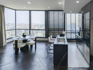 Modern Living Room with Floor-to-Ceiling Windows and City View