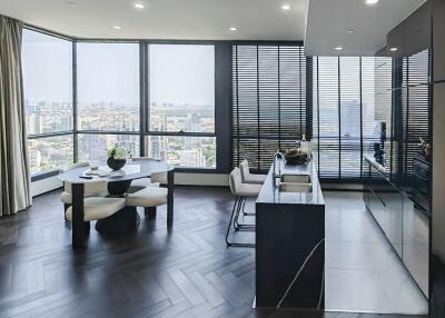 Modern Living Room with Floor-to-Ceiling Windows and City View