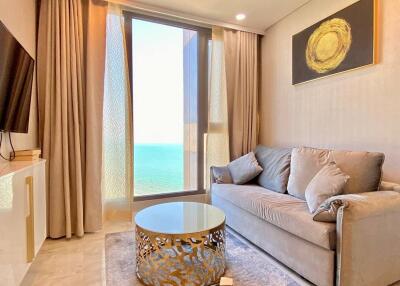 Bright living room with ocean view