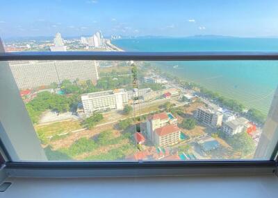 Panoramic sea view from high-rise apartment
