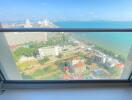 Panoramic sea view from high-rise apartment