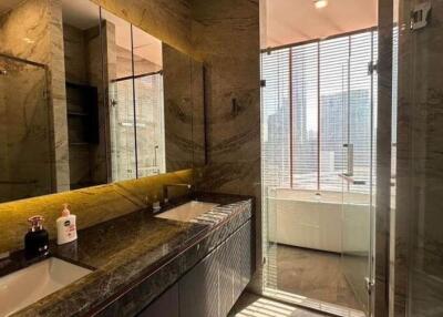 Luxurious marble bathroom with modern fixtures