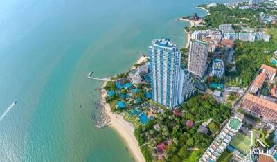 Aerial view of a coastal apartment complex