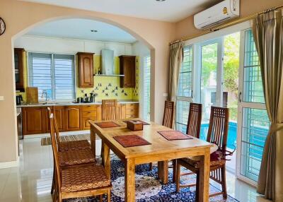 Bright and spacious kitchen with dining area