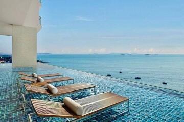 Luxurious rooftop swimming pool overlooking the sea