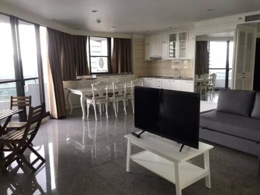 Spacious living room with combined modern kitchen and dining area