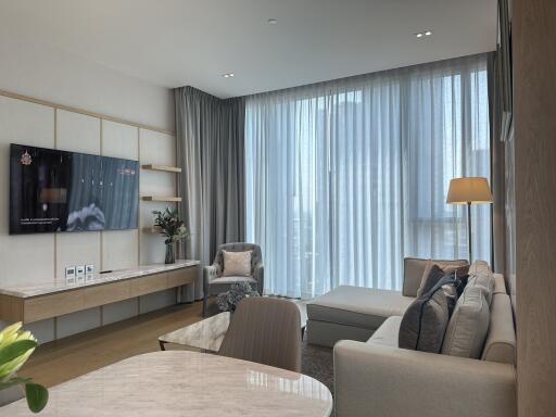 Modern and spacious living room with natural light