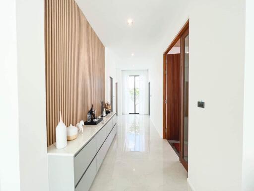 Bright and modern hallway interior with sleek decor