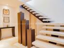 Modern staircase in a contemporary home interior with artistic decor
