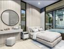 Modern bedroom design with an integrated bathroom
